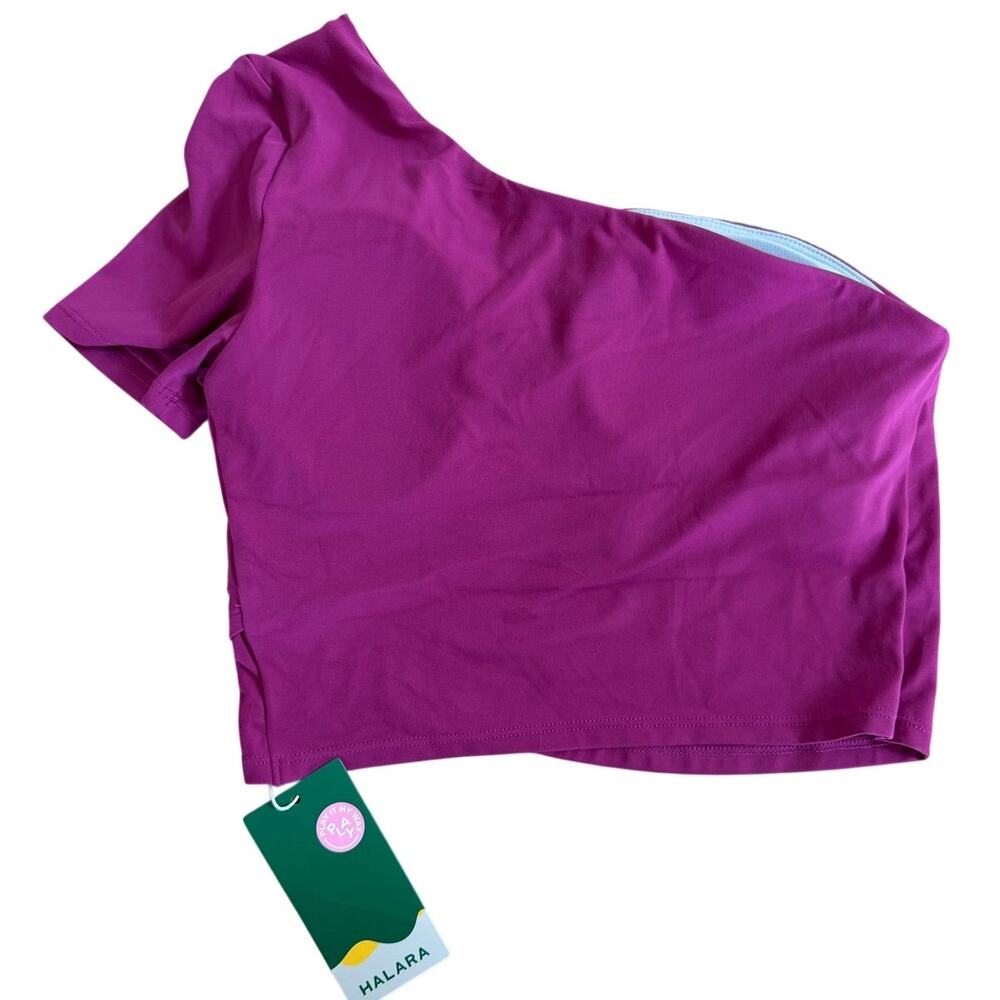NWT Halara One Shoulder Cropped Active Top Built-In Shelf Bra Size Small